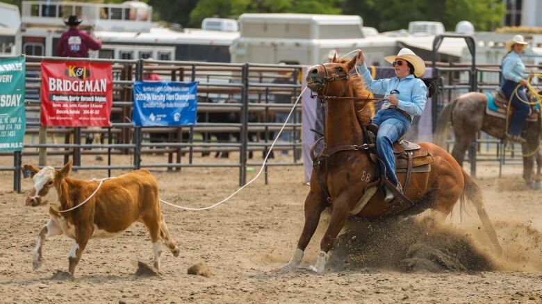 A contest competes at the Canadian High School rodeo finals