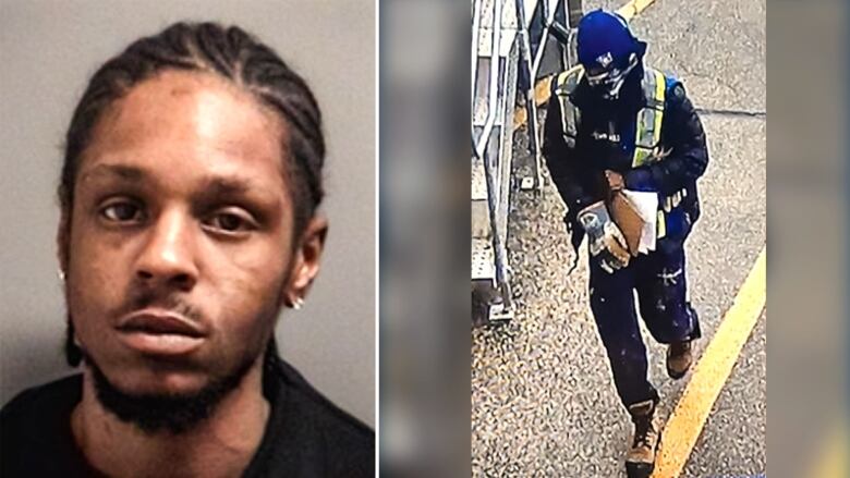 A man with Black hair in braids is shown in one photo, and a person wearing a disguise is shown in the other photo.