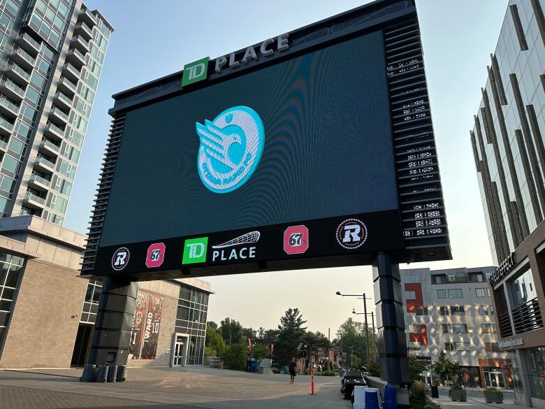 Ottawa Rapid FC logo in TD Place Jumbotron