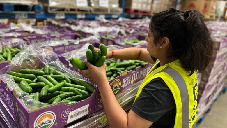 Woman with cucumbers in hand