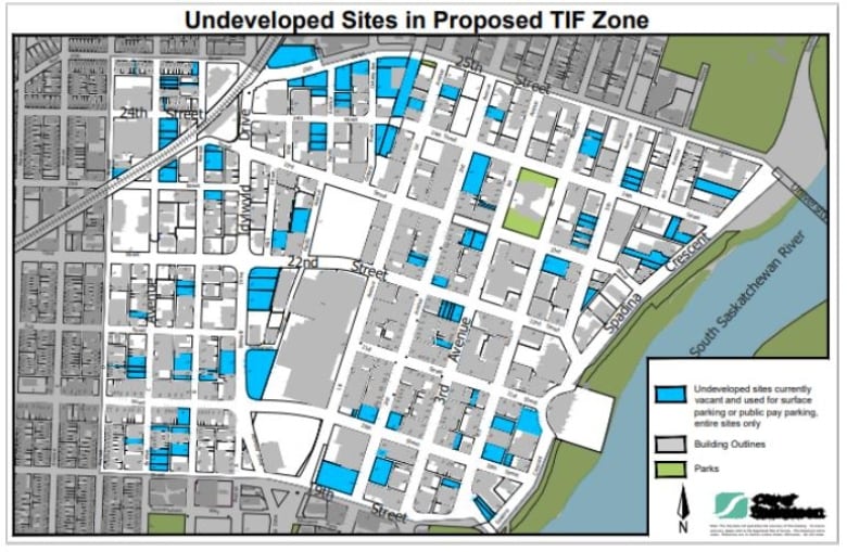 The area for the tax incremental financing plan, as proposed in the city's funding report.