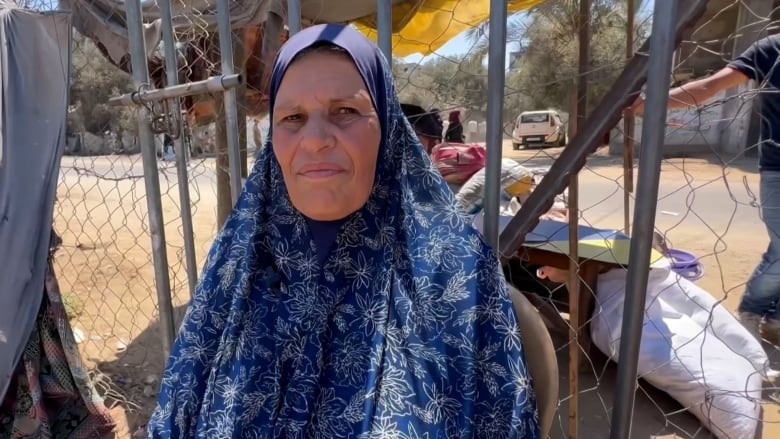 Umm Hani Zaquot spoke to a videographer working for CBC News outside Khan Younis where tens of thousands of other people in Gaza were told to by Israel's military to leave.