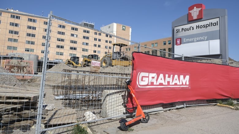 saint paul hospital is depicted and is undergoing renovations