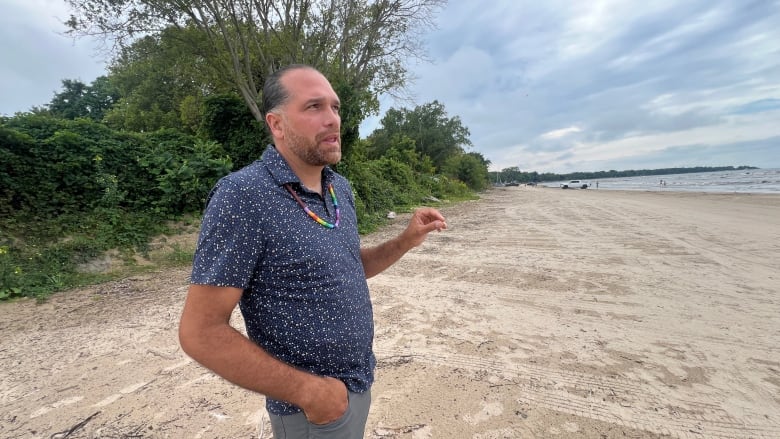 Jason Henry is a former chief of the Chippewas of Kettle & Stony Point First Nation. He wants West Ipperwash Beach to be preserved as a drive-on beach with access open to everyone.