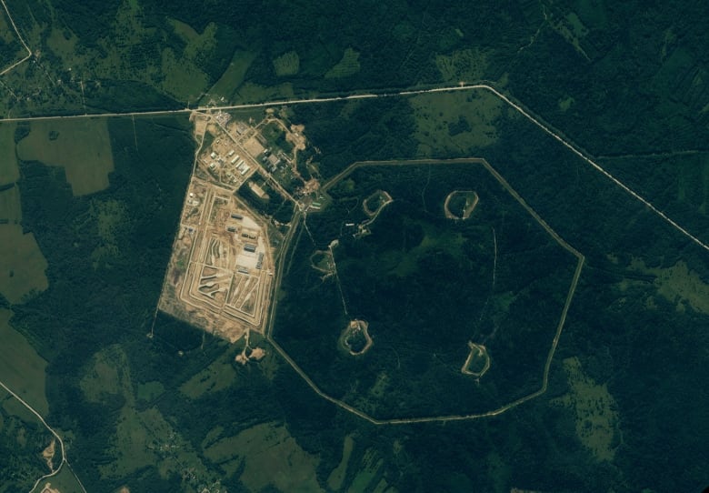 A satellite image shows what is believed to be a grassy deployment site for a Russian nuclear-powered cruise missile.