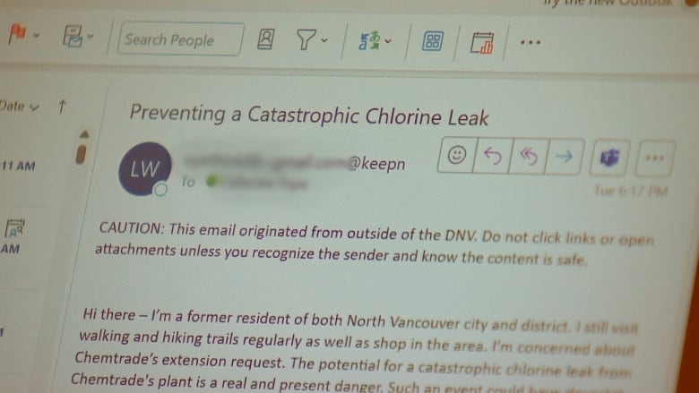 An email is shown with the subject line: Preventing a catastrophic chlorine leak.