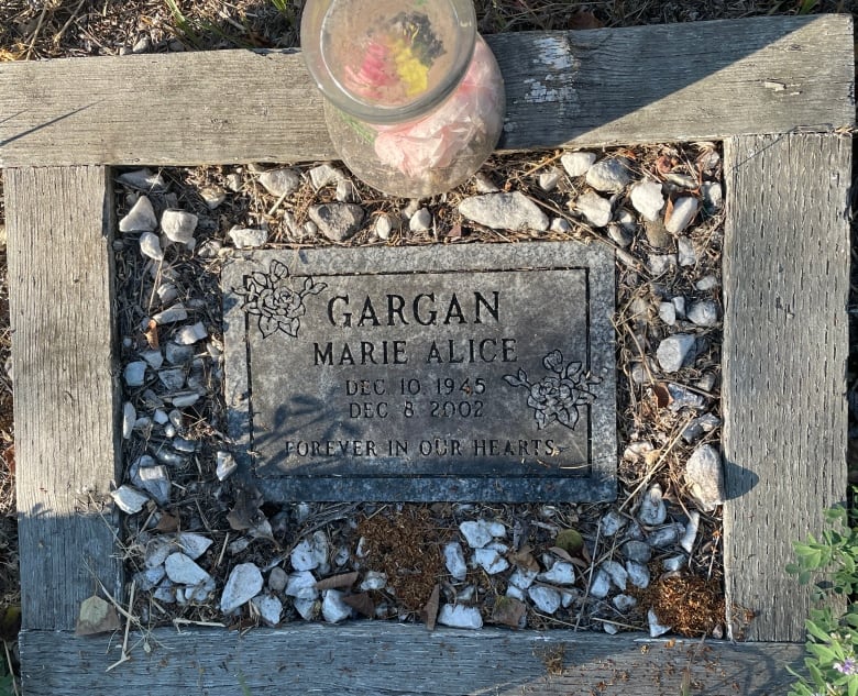 Marie Alice Gargan's headstone in the Fort Providence cemetary.