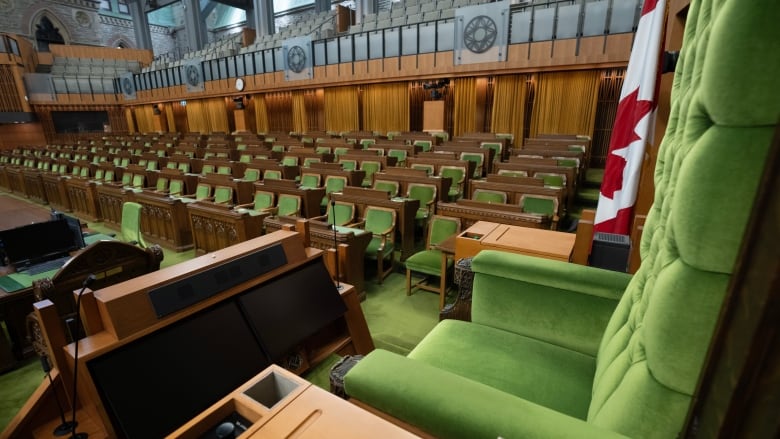 A wide shot of the house of commons.