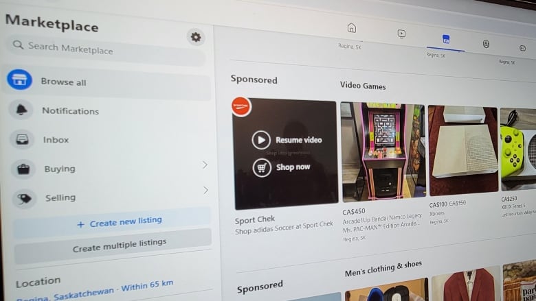 Facebook Marketplace on desktop screen. 