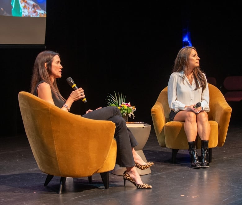 Two women sitting in chairs