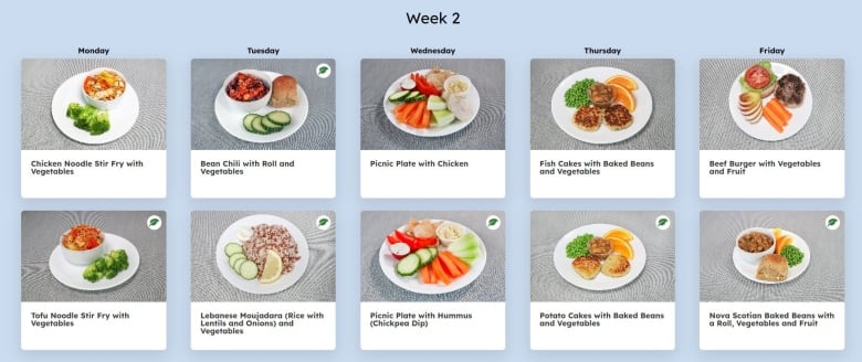 Collage of 10 meals on 10 plates displayed in two rows.