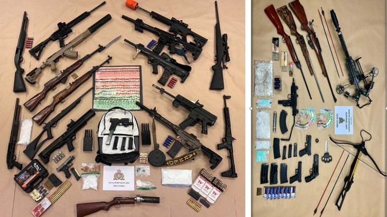 Surrey RCMP recovered guns, drugs, and explosives from a suspected drug trafficking operation at 12200-block of Industrial Road.