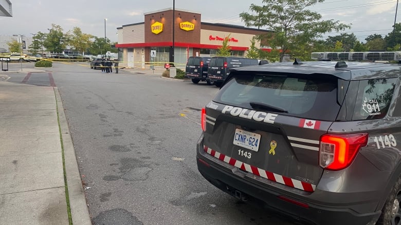 Toronto police at the scene of a fatal stabbing in west Toronto on Oct. 1, 2024.