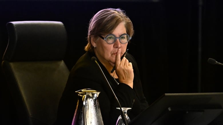 Commissioner Justice Marie-Josee Hogue listens during the Foreign Interference Commission in Ottawa, on Wednesday, Sept. 18, 2024.