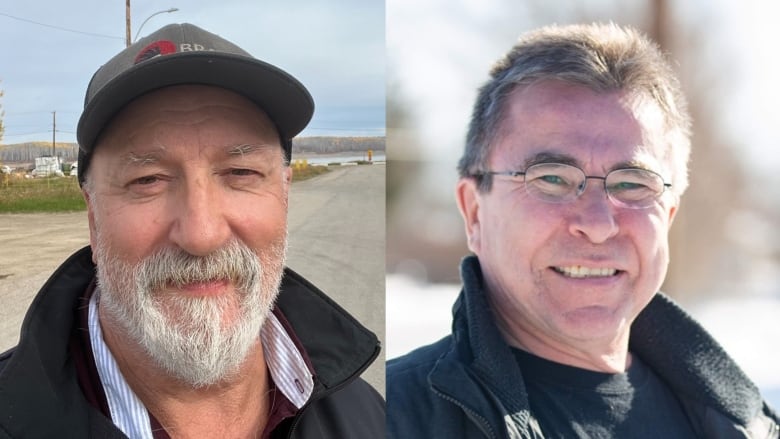 A collage of two portraits of smiling men.