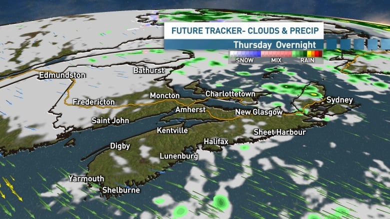 a map shows clearer skies across Noav Scotia. 