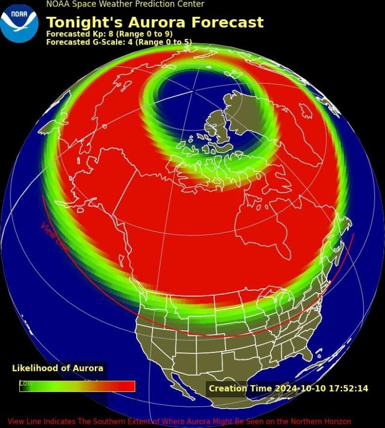 NOAA updates its aurora forecast dashboard periodically to show aurora activity predictions.