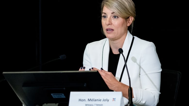 Minister of Foreign Affairs Mlanie Joly appears as a witness at the Foreign Interference Commission in Ottawa on Thursday, Oct. 10, 2024.