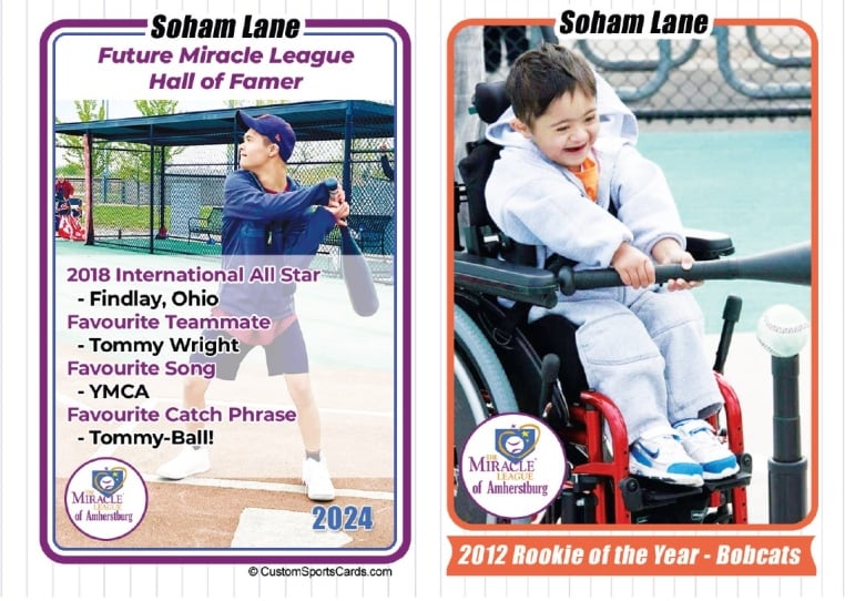 A baseball card made to feature a child with Down syndrome.