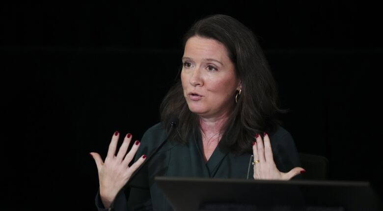 Prime Minister Justin Trudeau's chief of staff Katie Telford appears as a witness at the Foreign Interference Commission in Ottawa on Tuesday, Oct. 15, 2024.