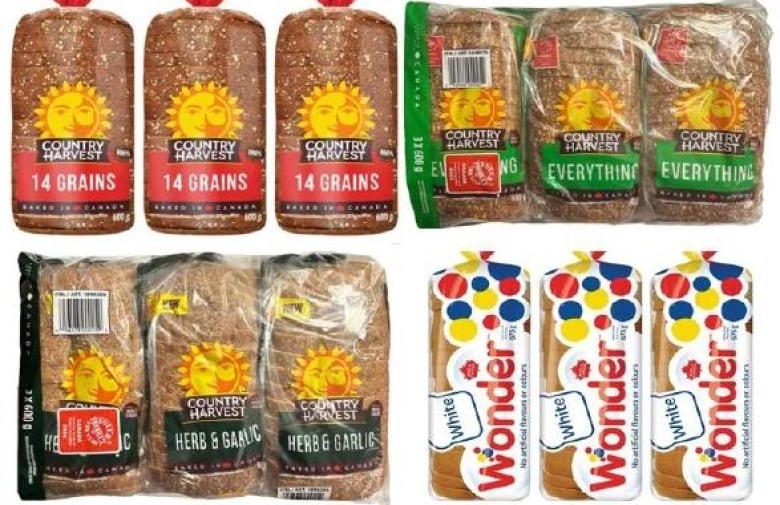 A composite image shows four types of bread, with the labels 