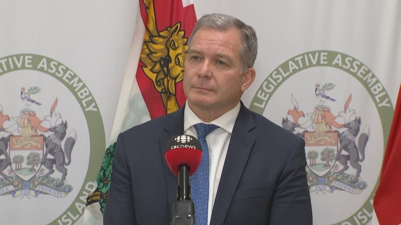 Man stands in front of provincial flags