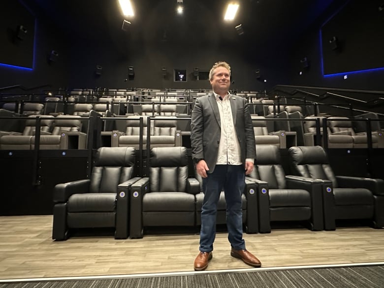 A man in a movie theatre.