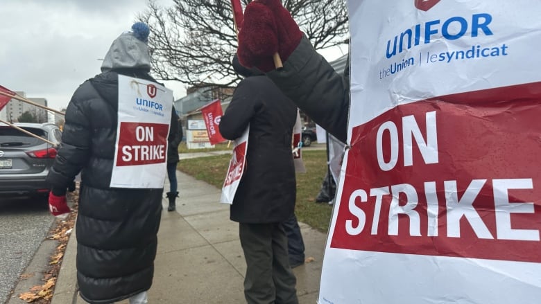 People on a picket line. 