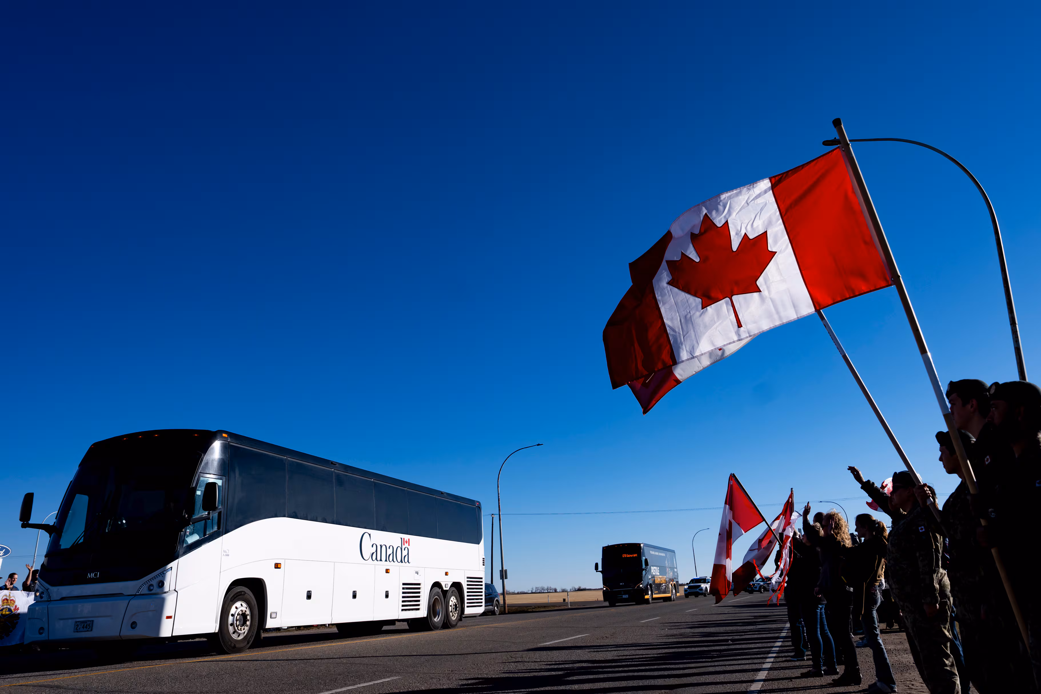 Alberta Highway Becomes Sea of Flags as Community Honours Wainwright Soldiers